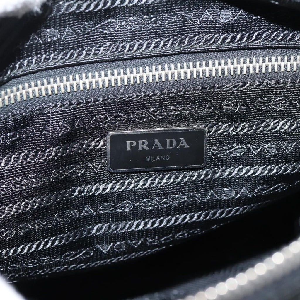 PRADA Shoulder Bag Nylon Black Silver Auth ki6913A