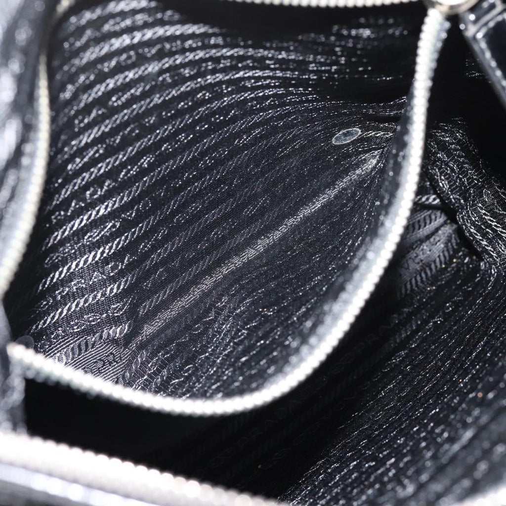 PRADA Shoulder Bag Nylon Black Silver Auth ki6913A