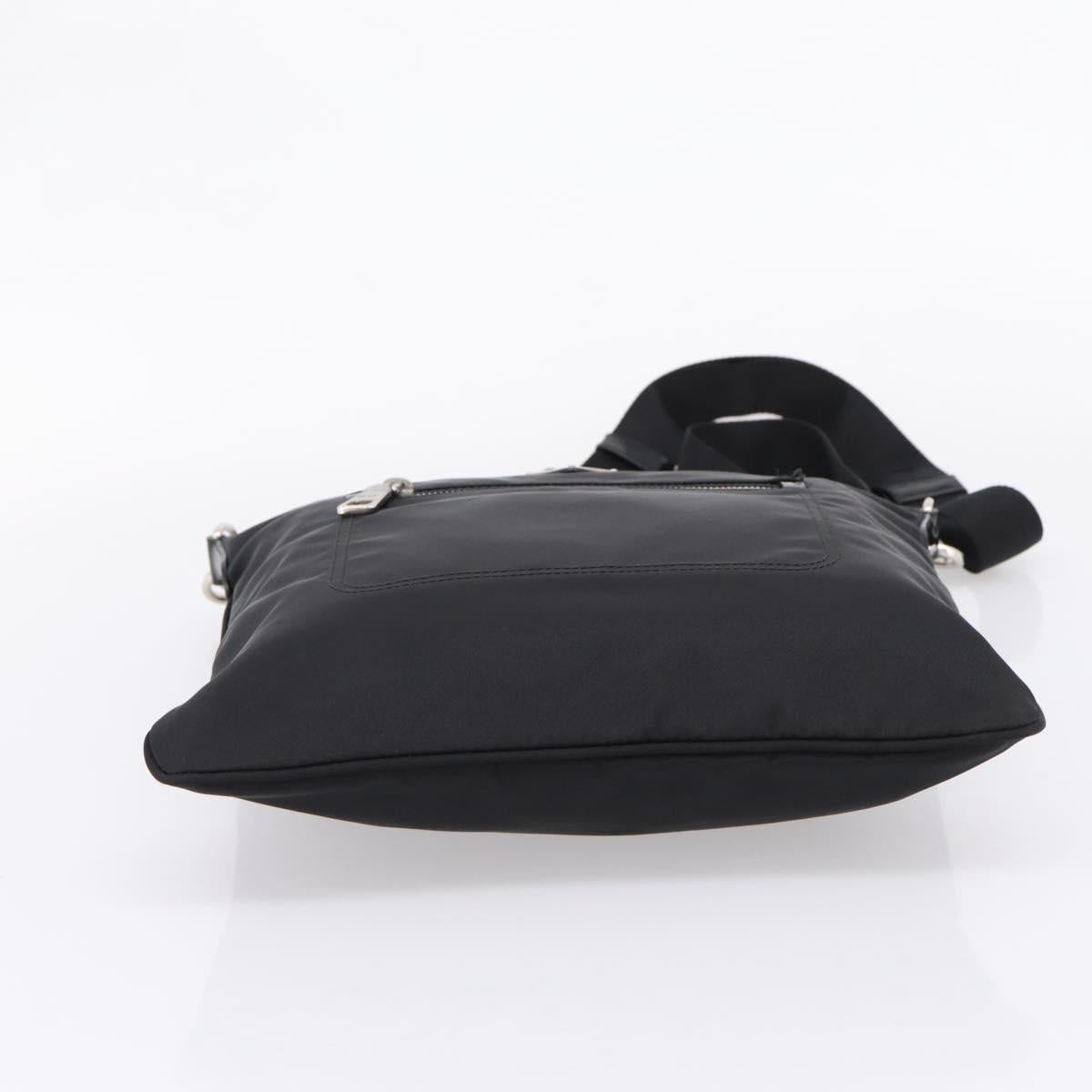 PRADA Shoulder Bag Nylon Black Silver Auth ki6913A