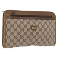 GUCCI GG Supreme Clutch Bag PVC Beige Gold Tone 97 01 037 Auth kk716