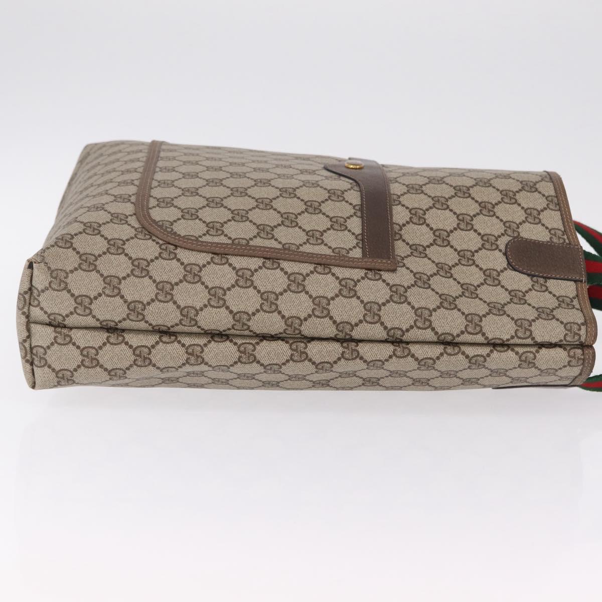 GUCCI GG Supreme Web Sherry Line Tote Bag PVC Beige Gold 39 02 003 Auth kk726