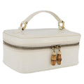 GUCCI Bamboo Vanity Hand Bag Patent Leather White Gold 032 1956 0151 Auth kk729