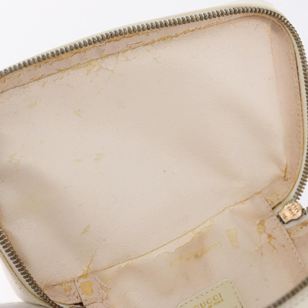 GUCCI Bamboo Vanity Hand Bag Patent Leather White Gold 032 1956 0151 Auth kk729