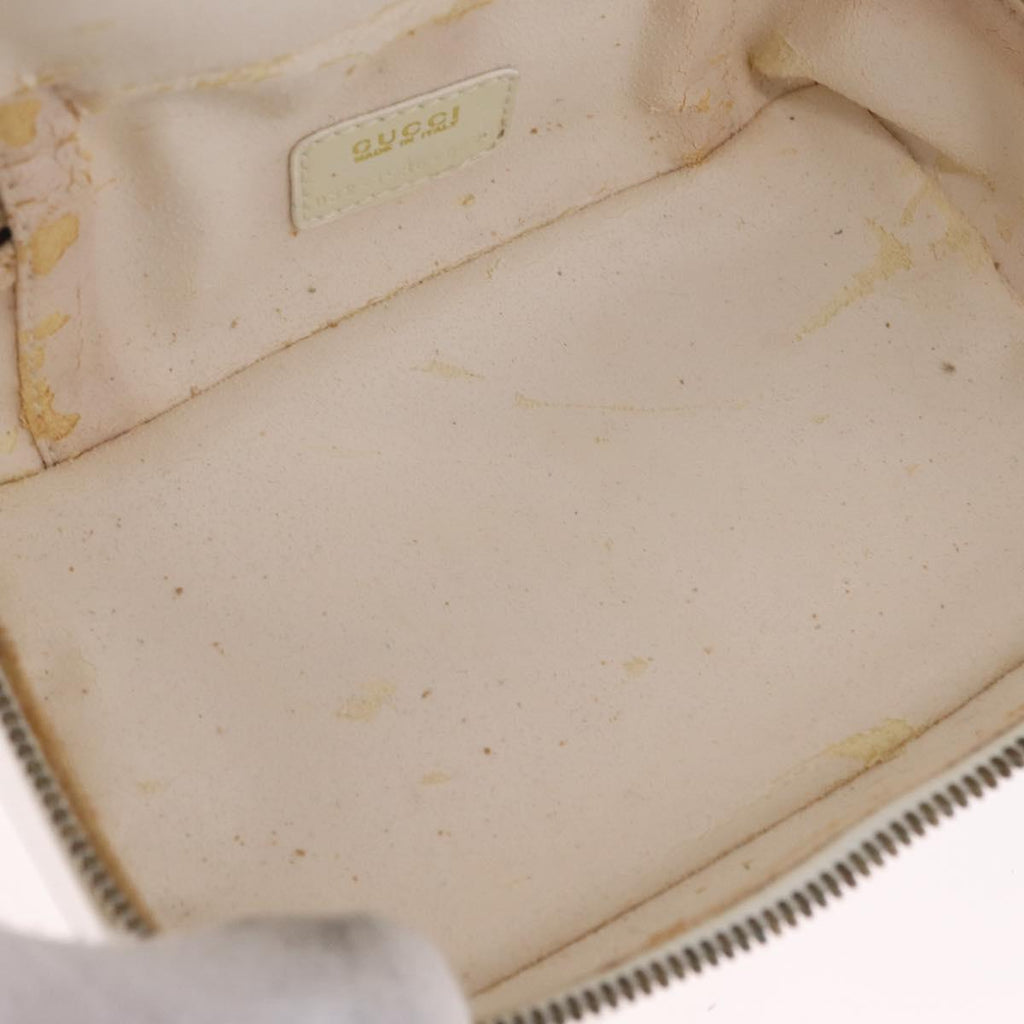 GUCCI Bamboo Vanity Hand Bag Patent Leather White Gold 032 1956 0151 Auth kk729