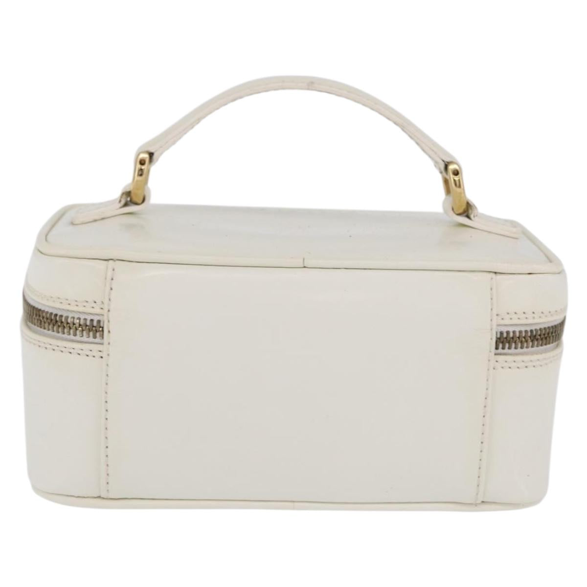GUCCI Bamboo Vanity Hand Bag Patent Leather White Gold 032 1956 0151 Auth kk729