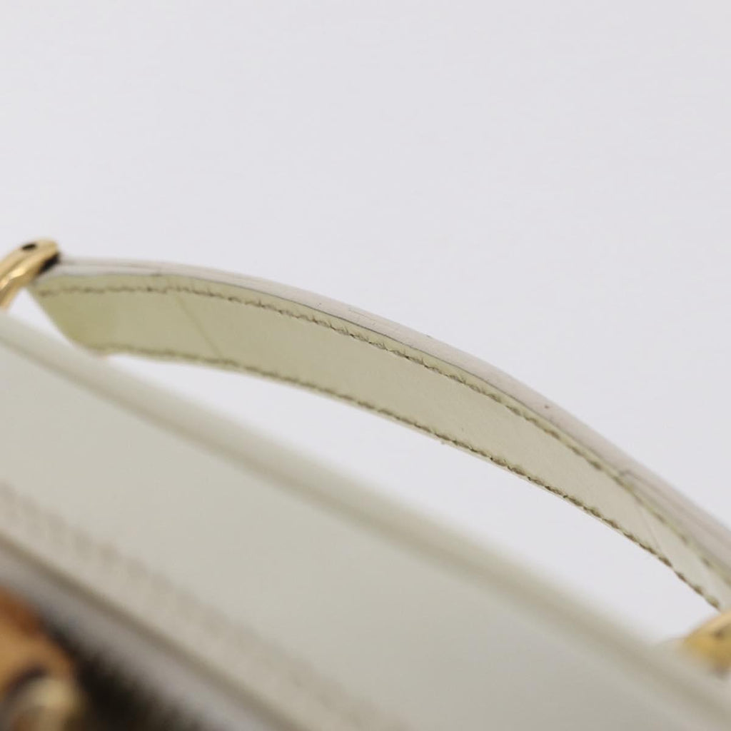 GUCCI Bamboo Vanity Hand Bag Patent Leather White Gold 032 1956 0151 Auth kk729