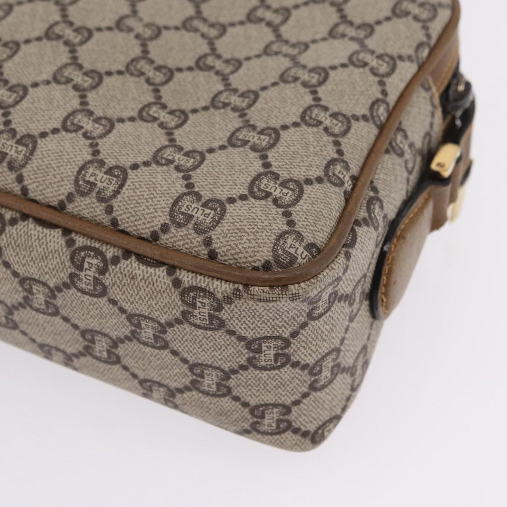 GUCCI GG Plus Supreme Shoulder Bag PVC Beige Gold Auth kk731