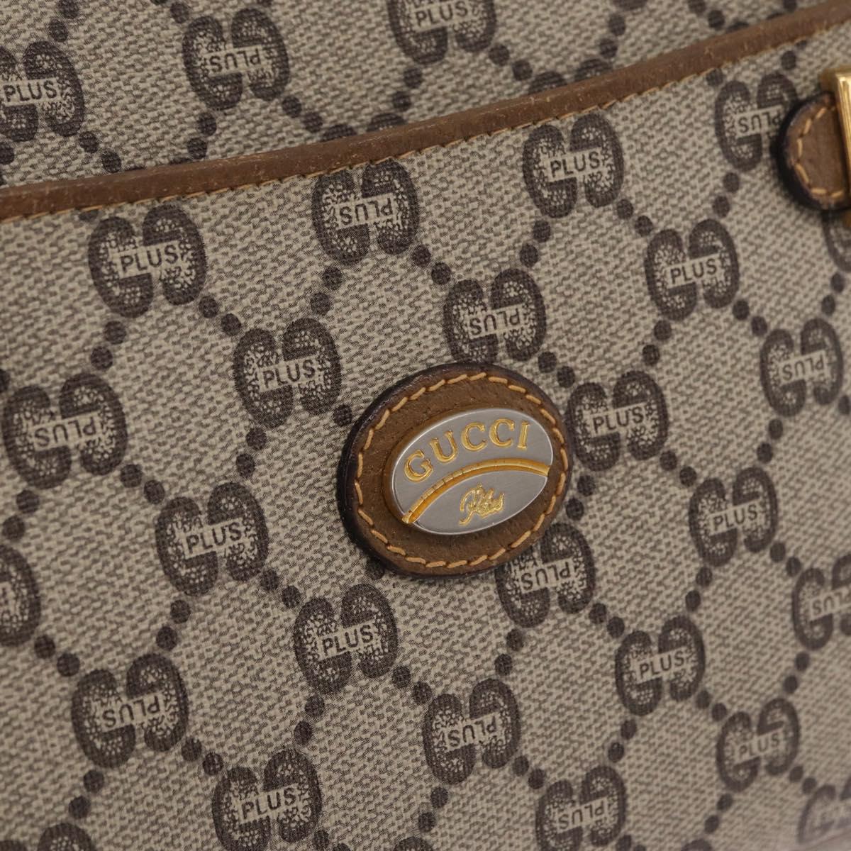 GUCCI GG Plus Supreme Shoulder Bag PVC Beige Gold Auth kk731