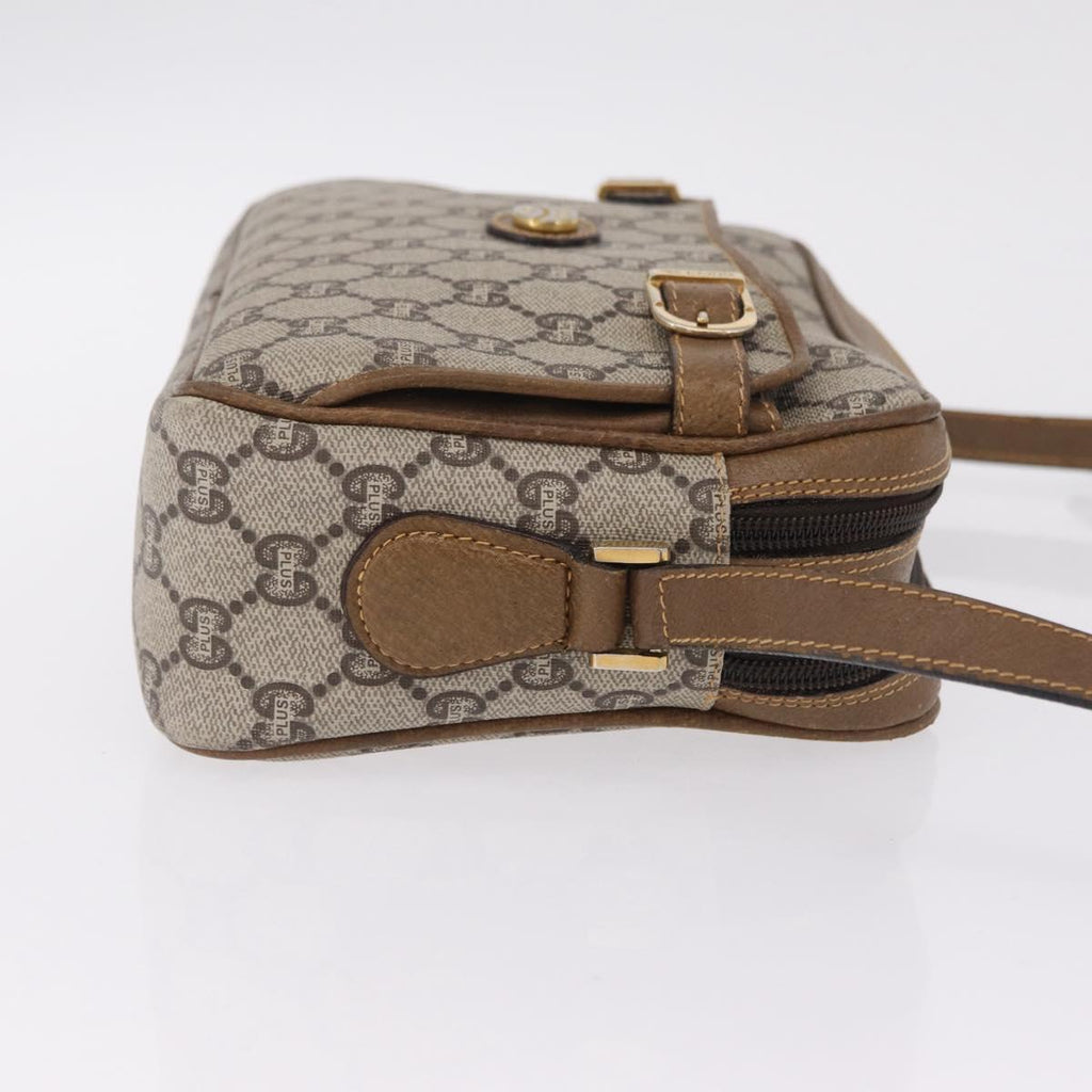 GUCCI GG Plus Supreme Shoulder Bag PVC Beige Gold Auth kk731