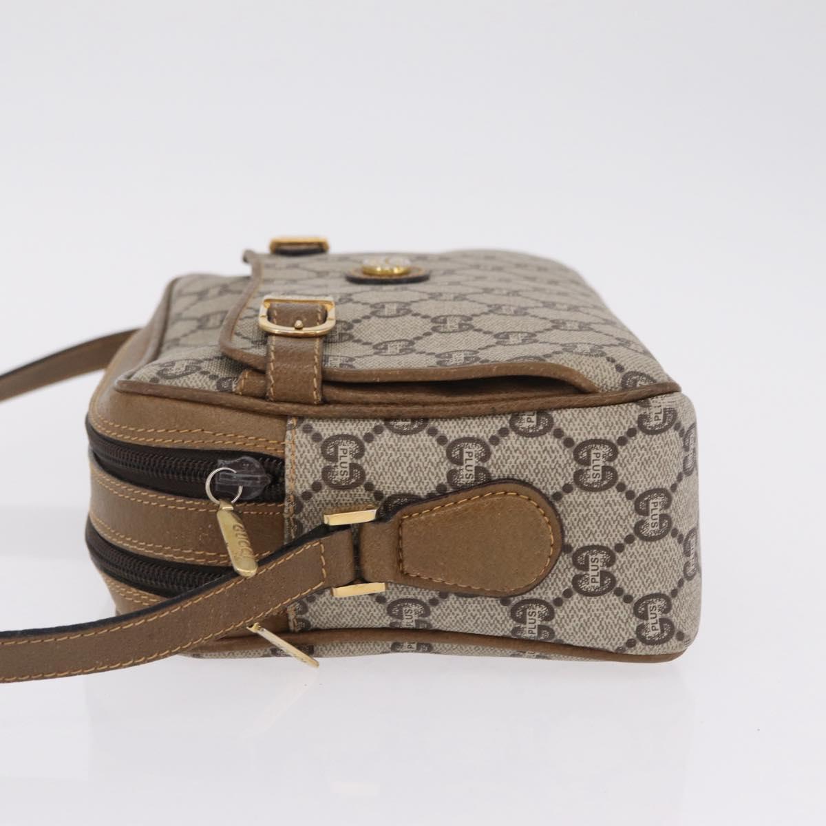 GUCCI GG Plus Supreme Shoulder Bag PVC Beige Gold Auth kk731