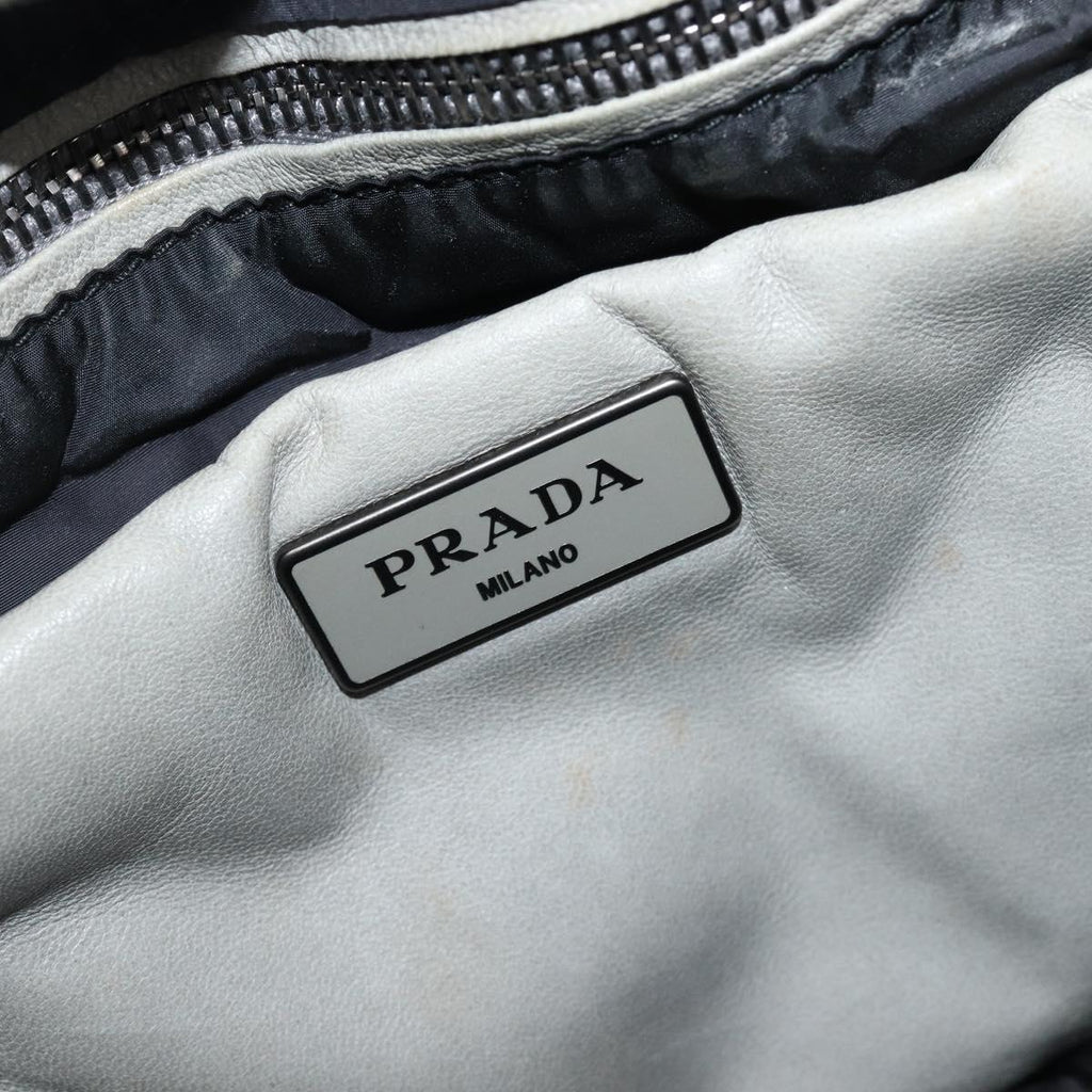 PRADA Nappa Bomber Hand Bag Leather 2way Gray Auth LN154