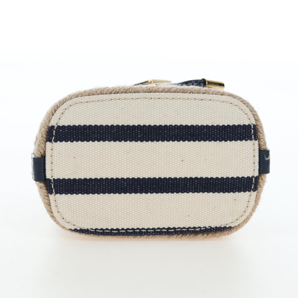 PRADA Chain Shoulder Pouch Canvas Navy Gold Auth LN217M