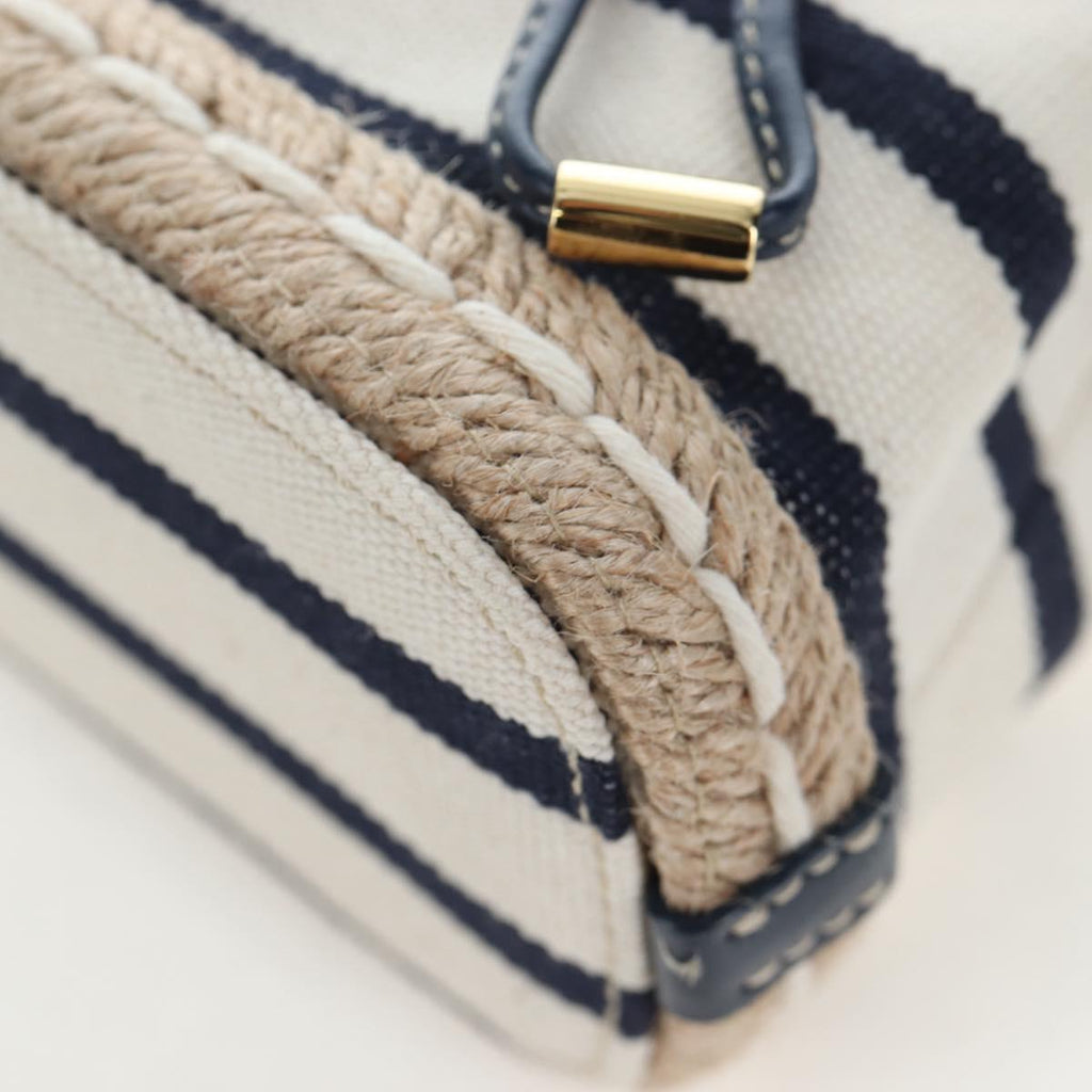 PRADA Chain Shoulder Pouch Canvas Navy Gold Auth LN217M