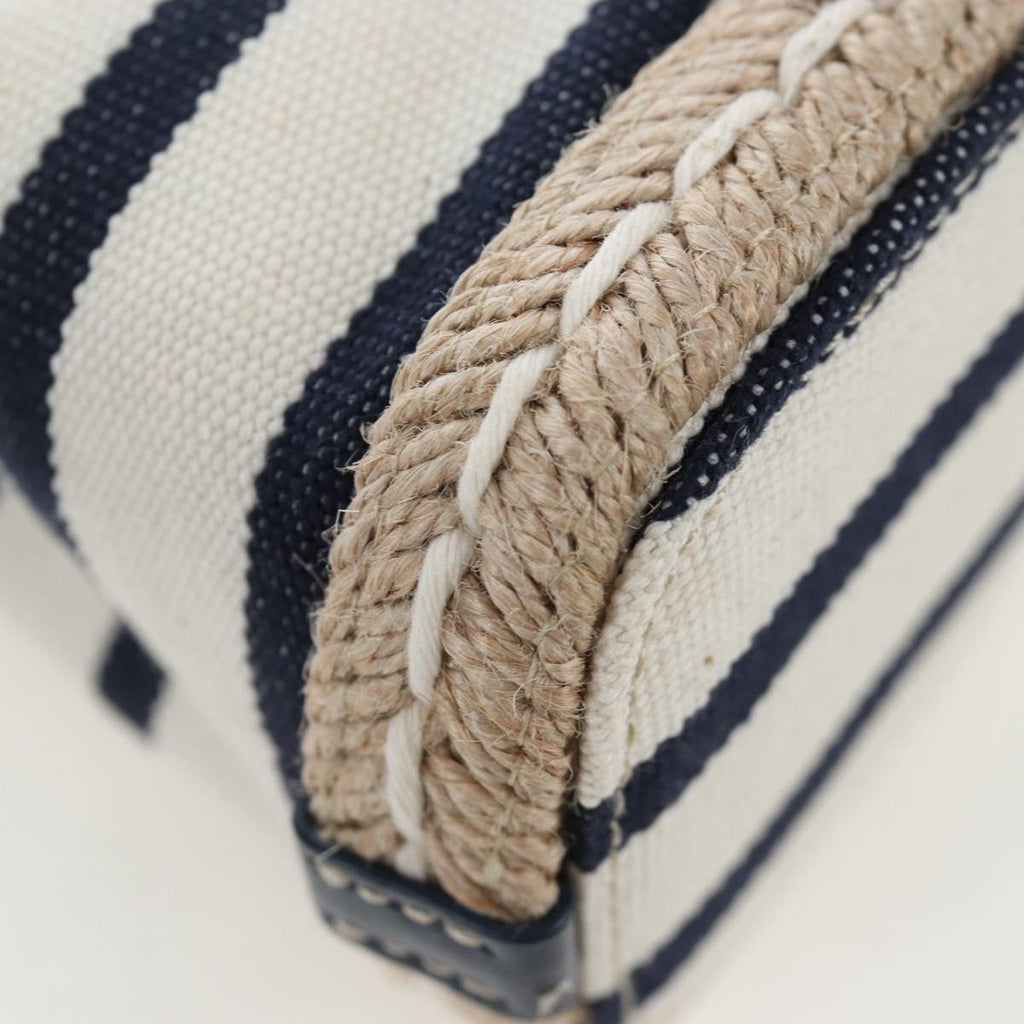 PRADA Chain Shoulder Pouch Canvas Navy Gold Auth LN217M