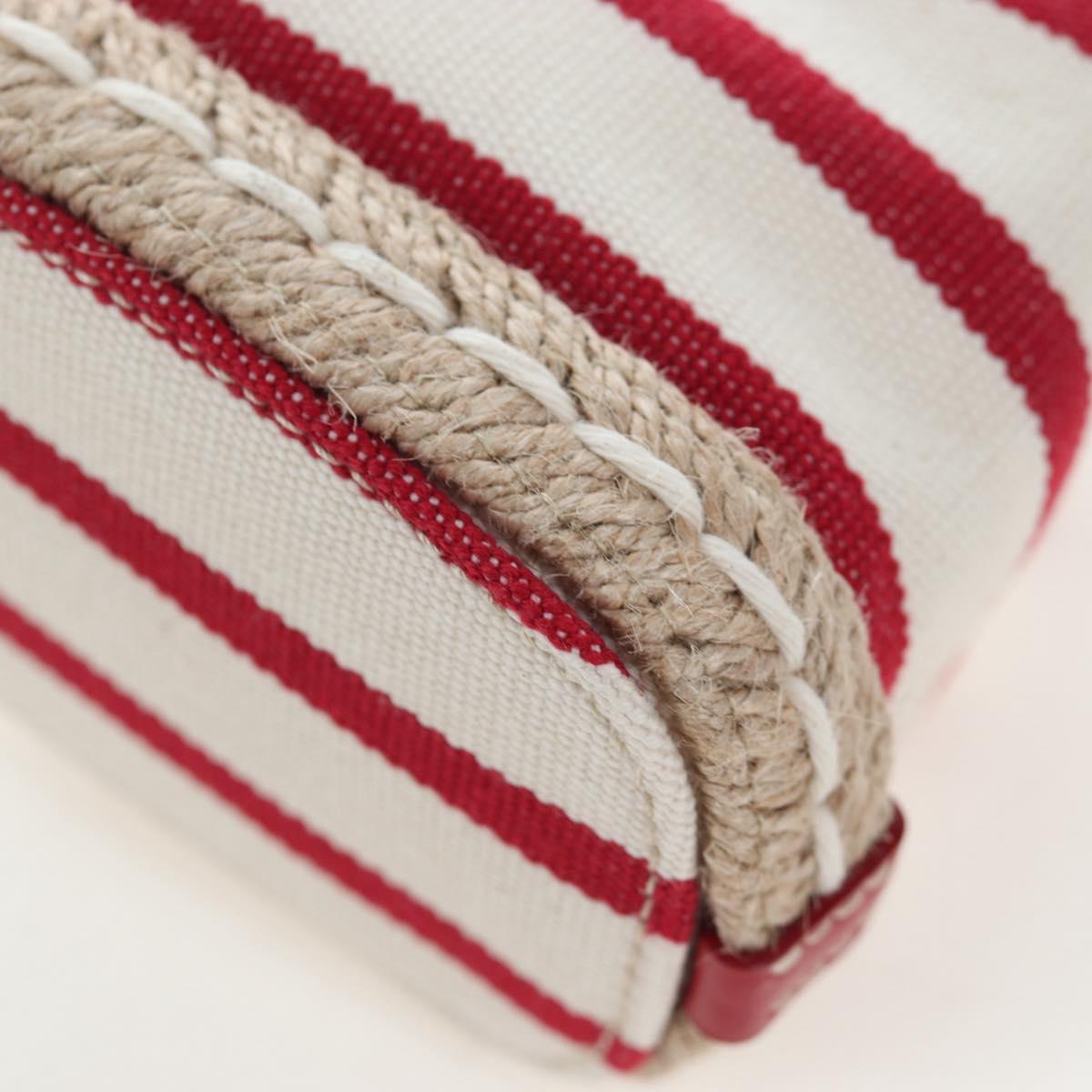 PRADA Chain Shoulder Pouch Canvas Red Gold Auth LN218M