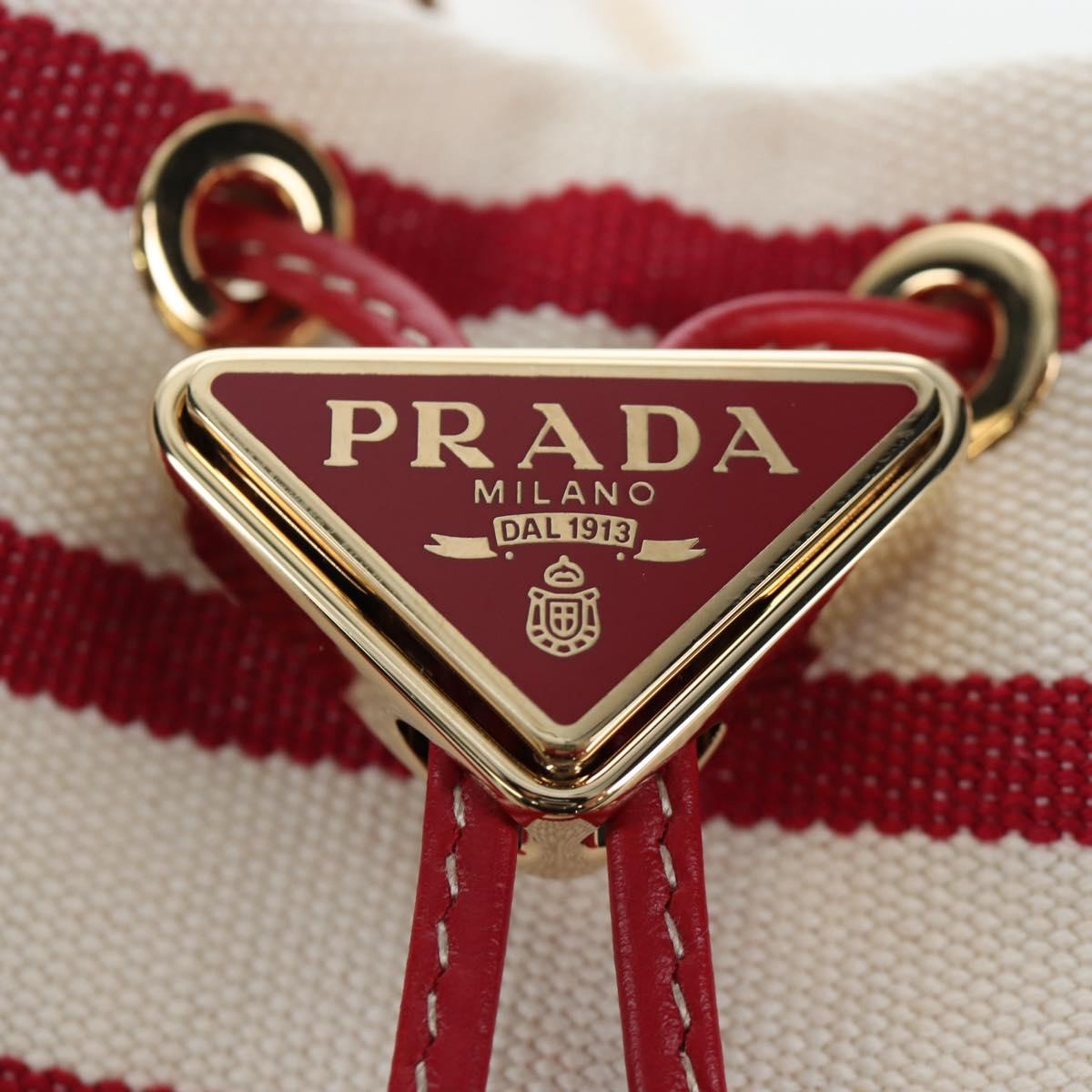 PRADA Chain Shoulder Pouch Canvas Red Gold Auth LN218M