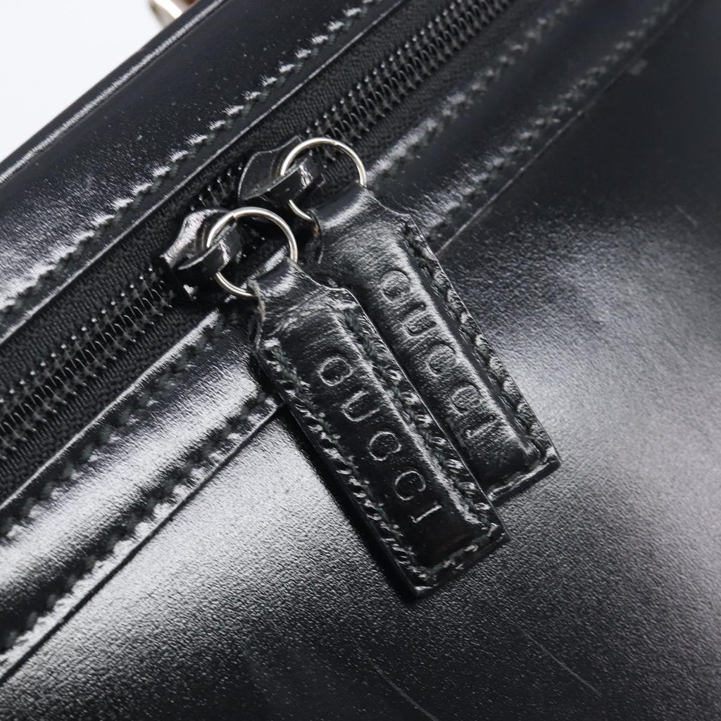 GUCCI Vanity Hand Bag Patent leather 2way Black Silver 013 2122 2490 Auth LN253
