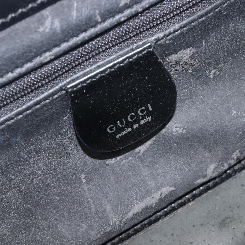 GUCCI Vanity Hand Bag Patent leather 2way Black Silver 013 2122 2490 Auth LN253