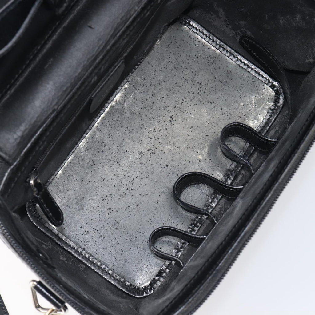GUCCI Vanity Hand Bag Patent leather 2way Black Silver 013 2122 2490 Auth LN253