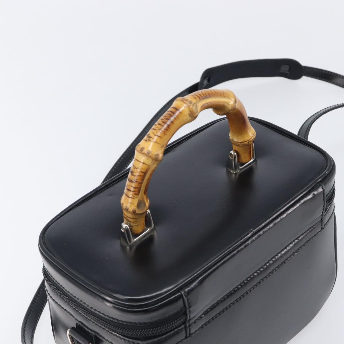 GUCCI Vanity Hand Bag Patent leather 2way Black Silver 013 2122 2490 Auth LN253
