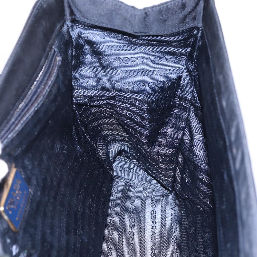 PRADA Pocono Hand Bag Nylon Navy Gold Auth mr2836