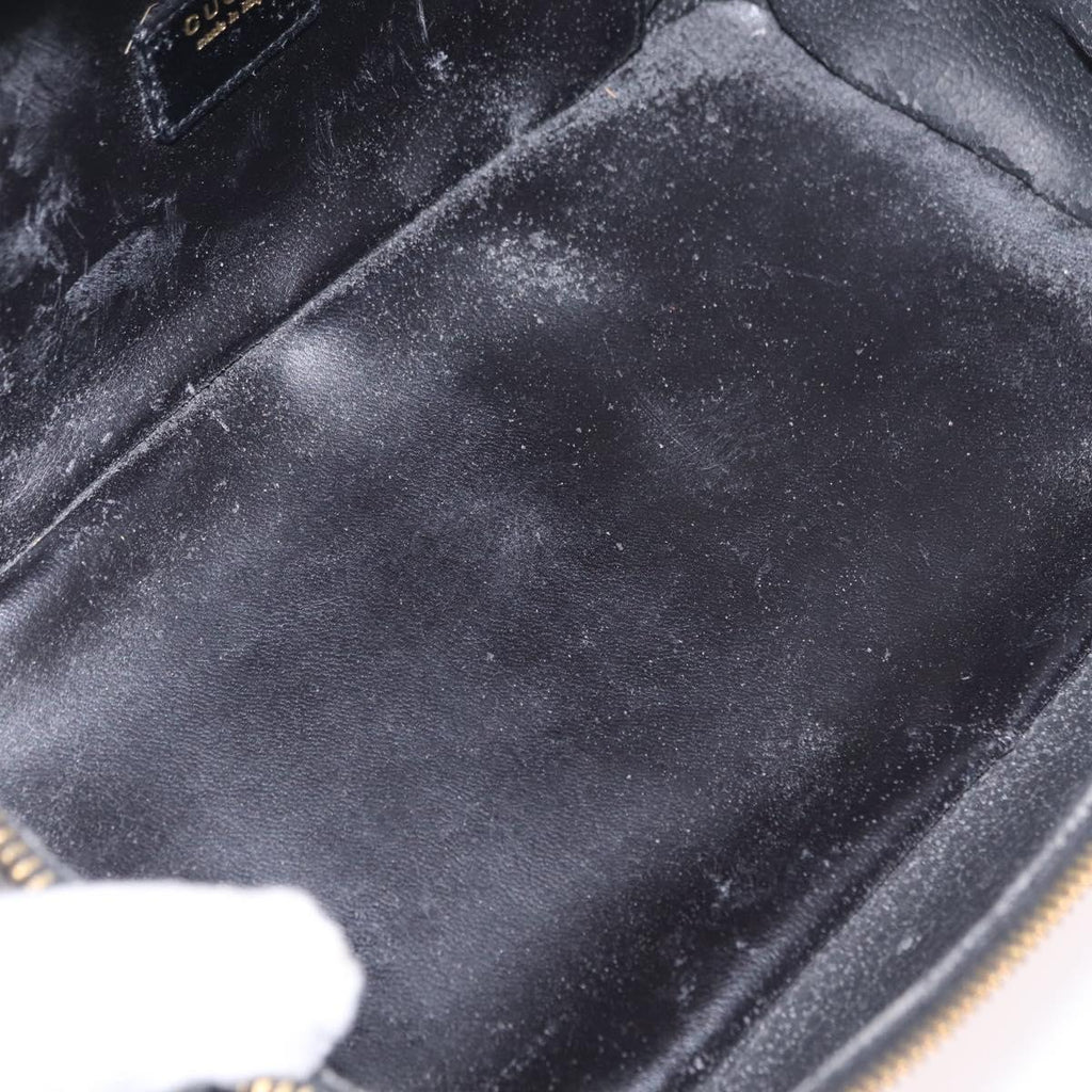 GUCCI Bamboo Vanity bag Cosmetic Pouch Patent Black 032 200159 0150 Auth mr2924