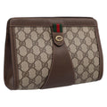 GUCCI GG Supreme Web Sherry Line Clutch Bag PVC Beige Gold 89 01 032 Auth mr2926
