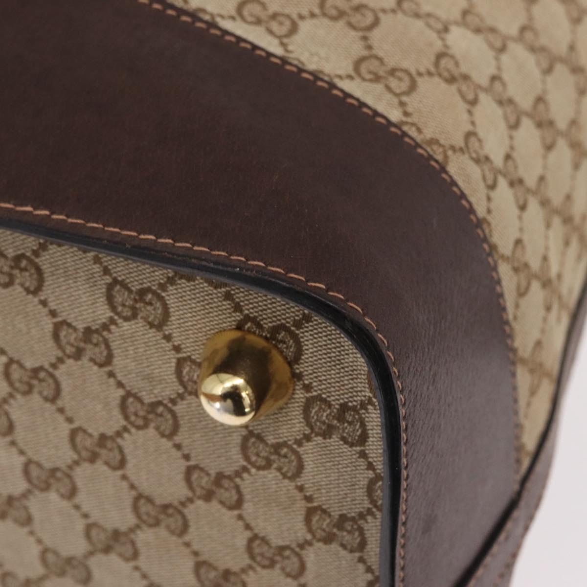 GUCCI GG Canvas Web Sherry Line Boston Bag Beige Gold Tone Auth mr3043