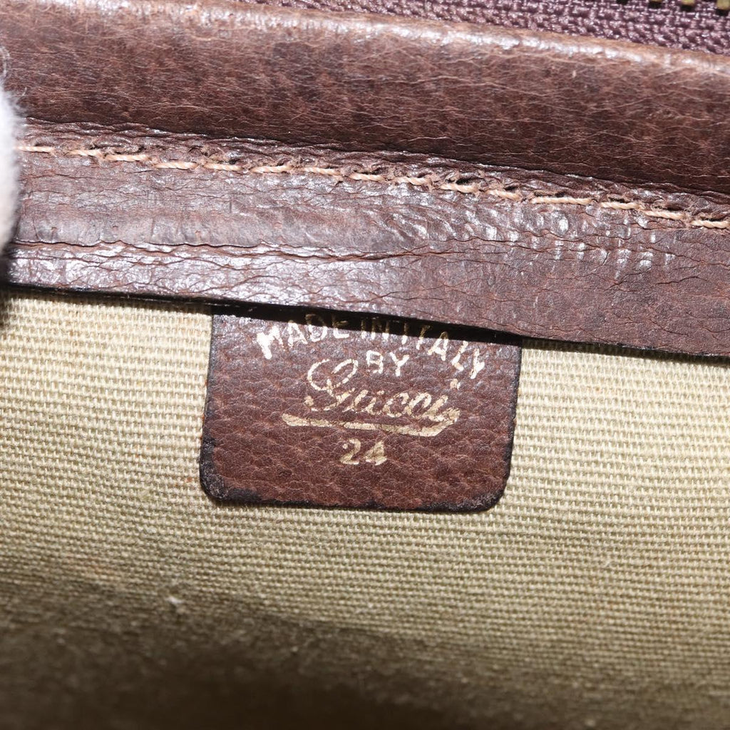 GUCCI GG Canvas Web Sherry Line Boston Bag Beige Gold Tone Auth mr3043