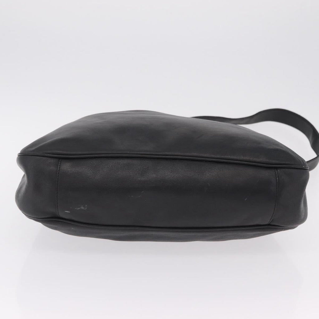 GUCCI Bamboo Hand Bag Leather Black Gold Tone 001 123 1577 Auth mr3072A