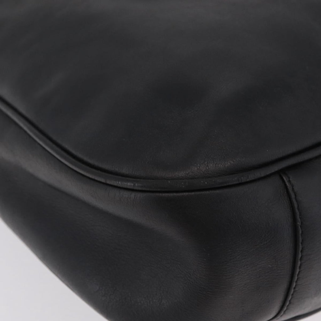 GUCCI Bamboo Hand Bag Leather Black Gold Tone 001 123 1577 Auth mr3072A