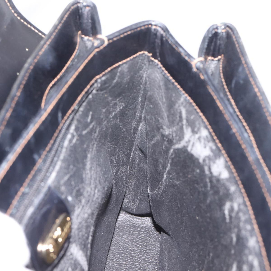 GUCCI Micro GG Hand Bag PVC Black Gold Tone 000 46 4857 Auth mr3118