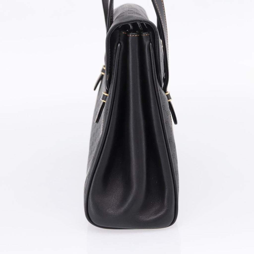 GUCCI Micro GG Hand Bag PVC Black Gold Tone 000 46 4857 Auth mr3118