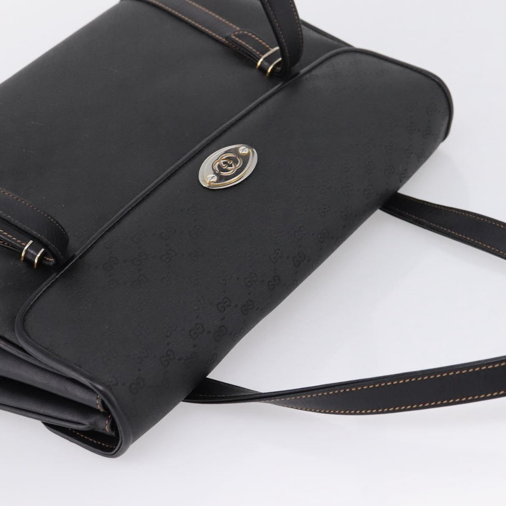 GUCCI Micro GG Hand Bag PVC Black Gold Tone 000 46 4857 Auth mr3118