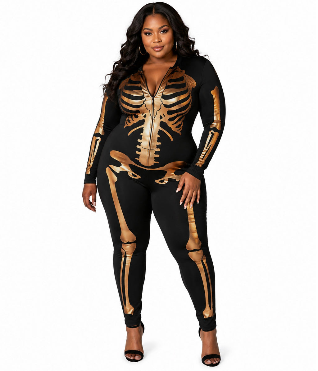 Bronze Skeleton Bodysuit Costume