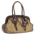 PRADA Hand Bag Leather Gold Tone Auth yk20860V