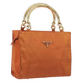 PRADA Hand Bag Nylon Orange Gold Auth yk20984A