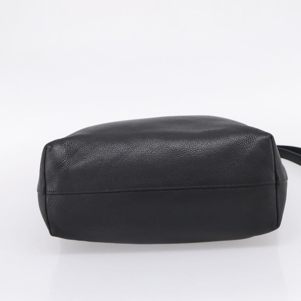 PRADA Tote Bag Leather 2way Black Gold Auth yk21027V