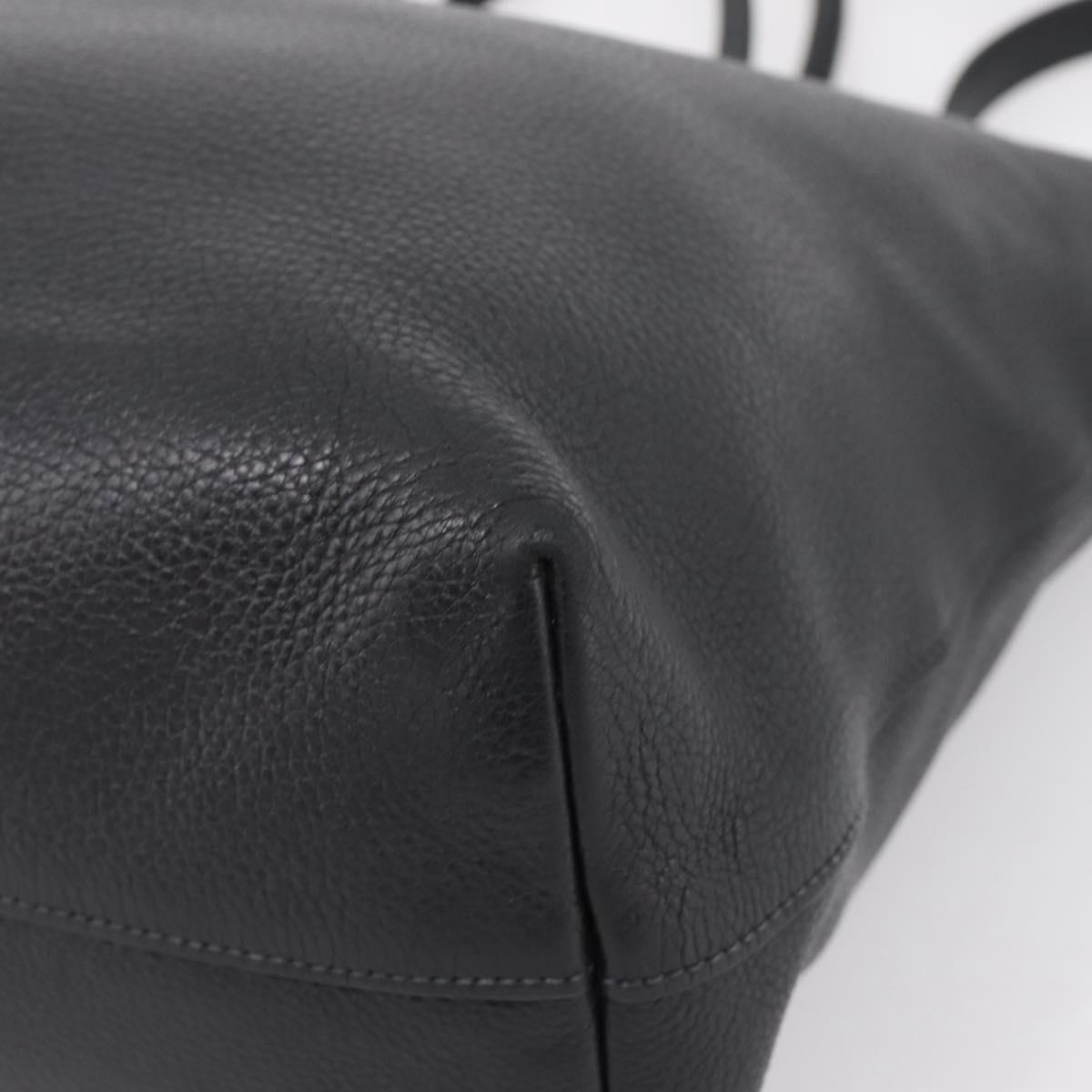 PRADA Tote Bag Leather 2way Black Gold Auth yk21027V